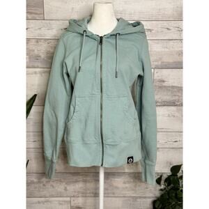 AMERICAN GIANT Womens Full Zip Mock Neck Sweatshirt Light Teal Sz S USA MADE